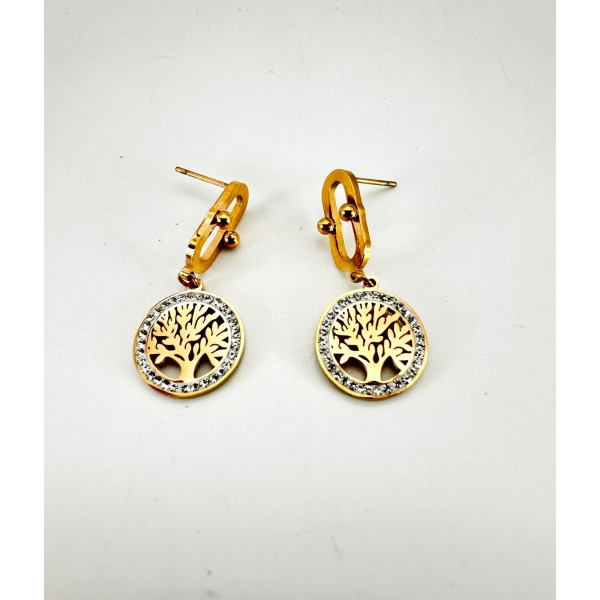 Rose Hayat Ağacı Detaylı Küpe